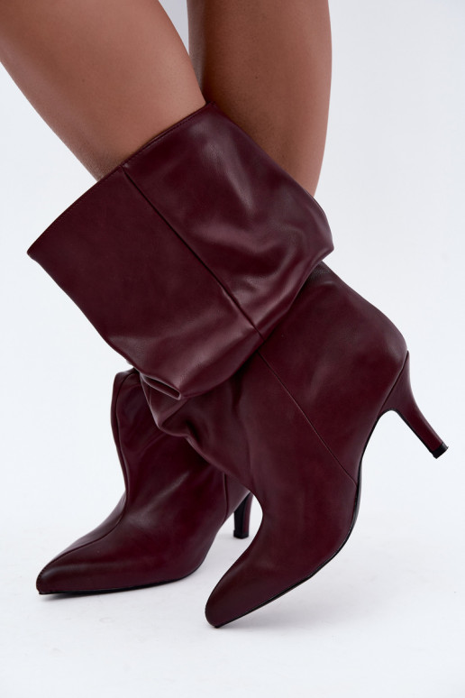 Bottines slouchy à talons en bordeaux Gelra