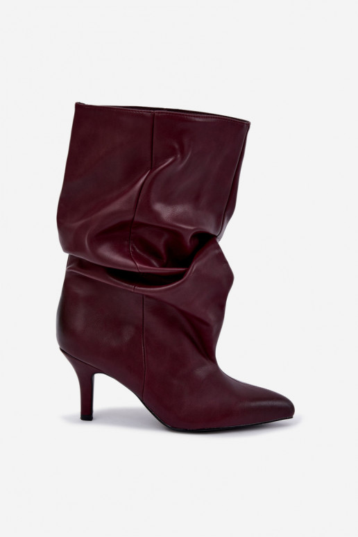 Slouchy enkellaarsjes met hakken in bordeaux Gelra