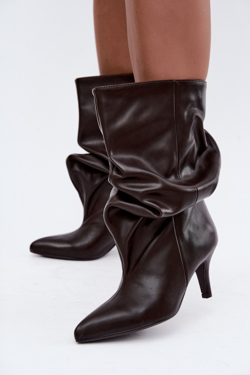 Un modèle convaincant Bottes pour femmes Typu Slouchy avec des talons CzekoladoÀe Gelra