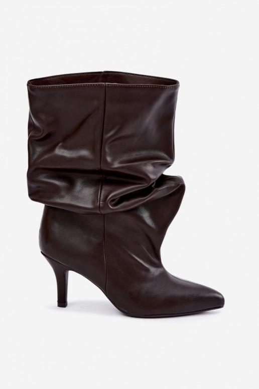 Un modèle convaincant Bottes pour femmes Typu Slouchy avec des talons CzekoladoÀe Gelra