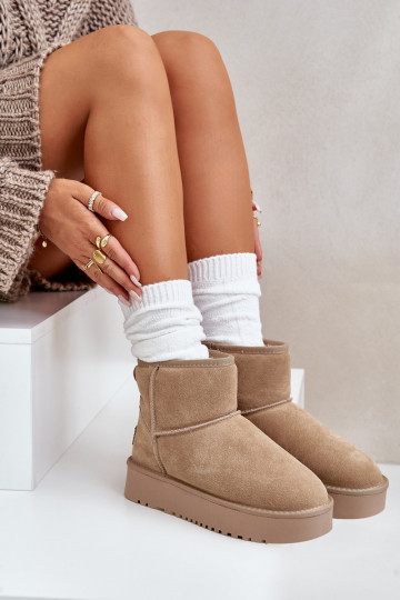 Faux suede sneeuwlaarzen op een platform in zandkleur Rianaella
