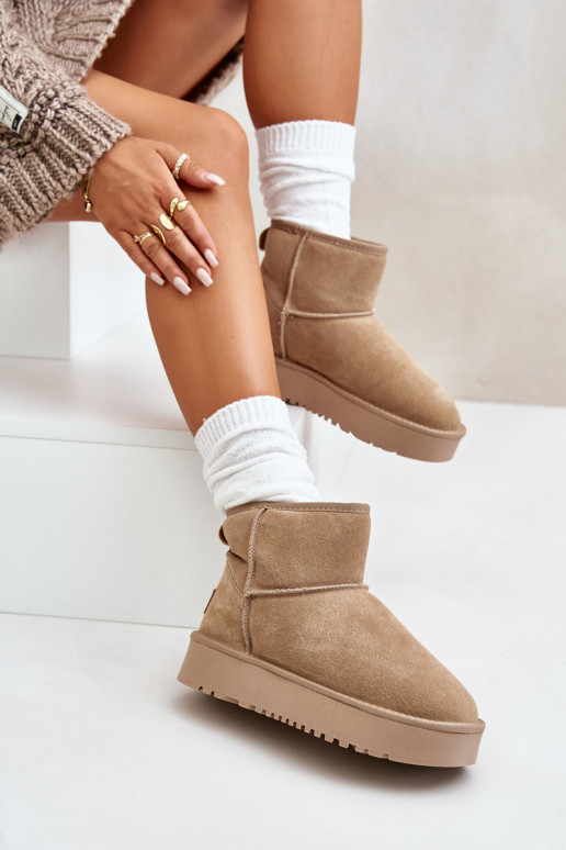 Bottes de neige en daim synthétique sur plateforme couleur sable Rianaella