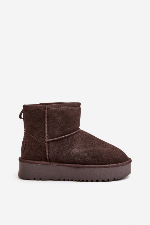 Bottes de neige en daim synthétique sur plateforme couleur marron Rianaella