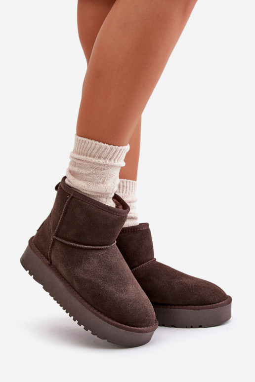 Faux-Suede Schneestiefel auf Plattform in brauner Ausführung Rianaella