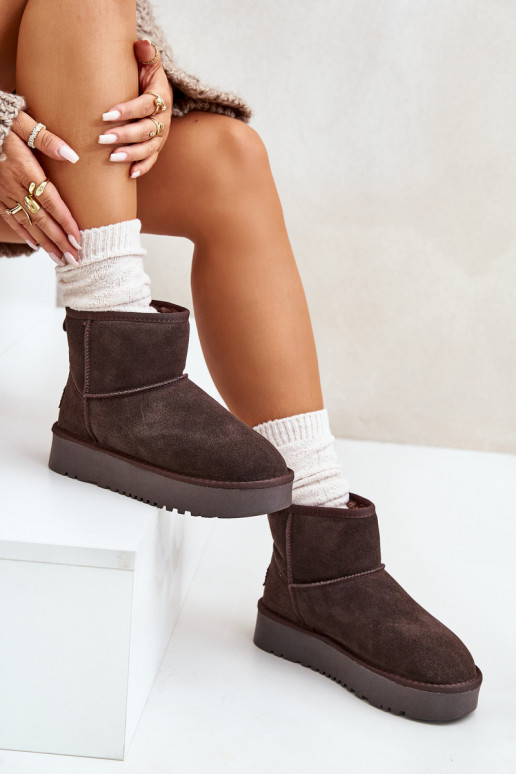 Faux-Suede Schneestiefel auf Plattform in brauner Ausführung Rianaella