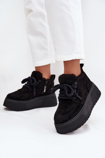 Bottes de neige pour femmes sur plateforme avec fourrure en noir Luma 2