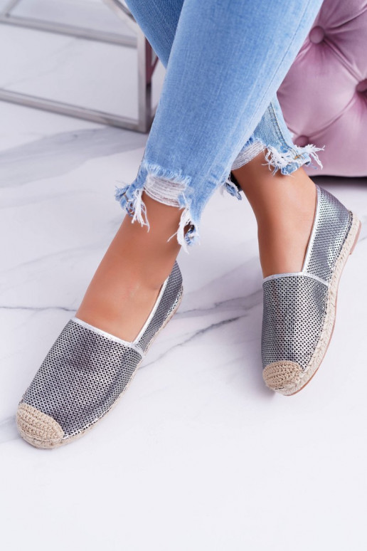 Lu Boo zilveren kanten espadrilles Kimchi