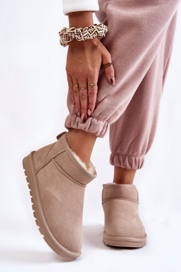 Bottes de neige basses pour femmes en daim synthétique de couleur ivoire Shelie