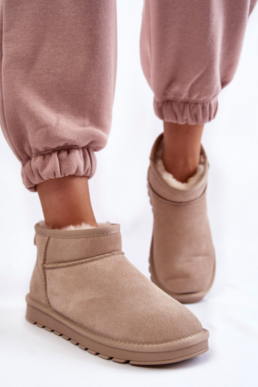 Dames lage sneeuwlaarzen van faux suede in ivoorkleur Shelie