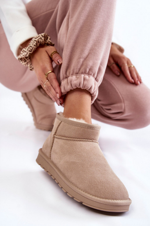 Bottes de neige basses pour femmes en daim synthétique de couleur ivoire Shelie