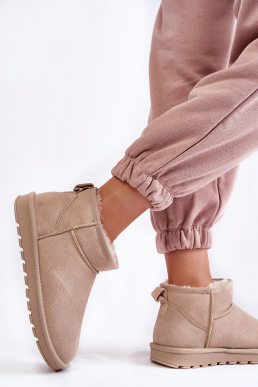 Bottes de neige basses pour femmes en daim synthétique de couleur ivoire Shelie