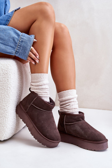 Bottes de neige basses pour femmes en daim synthétique de couleur marron Nucca 2