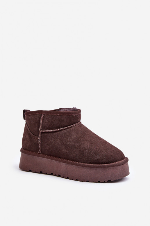 Bottes de neige basses pour femmes en daim synthétique de couleur marron Nucca