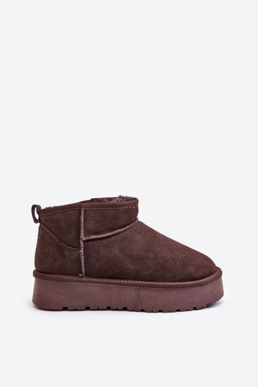 Bottes de neige basses pour femmes en daim synthétique de couleur marron Nucca