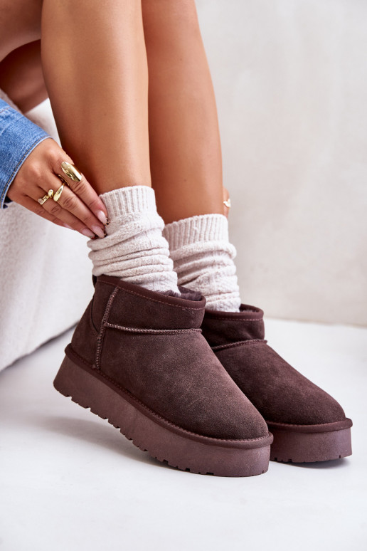Bottes de neige basses pour femmes en daim synthétique de couleur marron Nucca