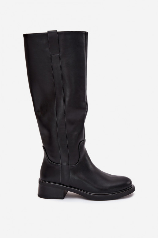 Bottes hautes pour femmes à petit talon en noir Averna