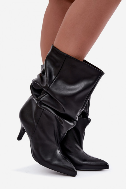 Slouchy Stiefeletten mit Absatz in schwarz Gelra