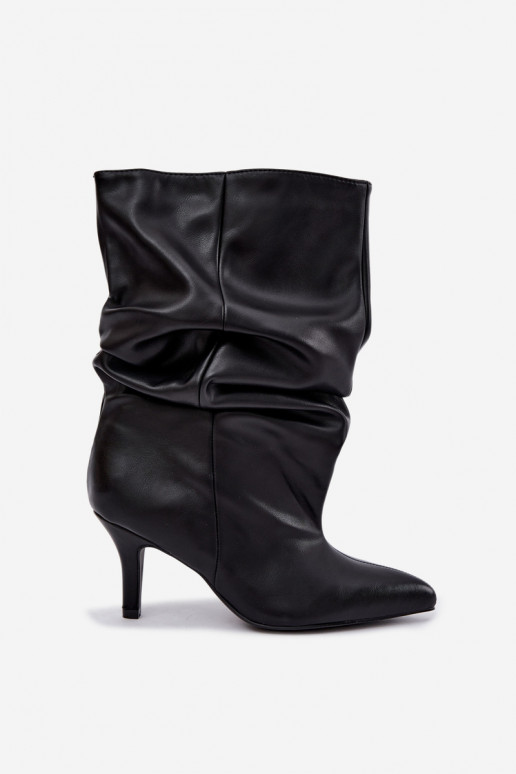 Slouchy Stiefeletten mit Absatz in schwarz Gelra