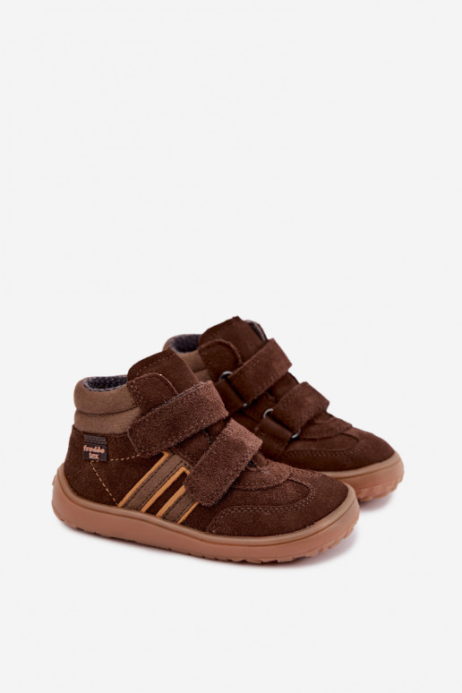 Chaussures pour enfants en daim synthétique Barefoot FRODDO G3110285-3 marron