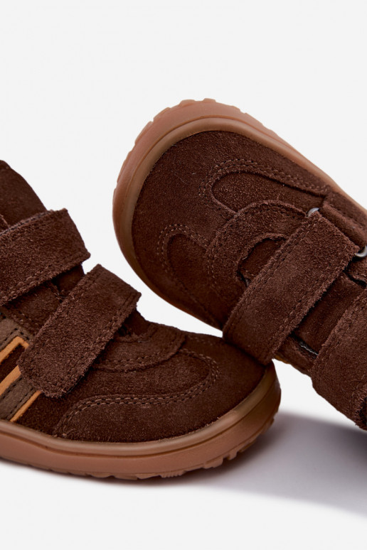 Kinder schoenen van faux suede Barefoot FRODDO G3110285-3 bruin