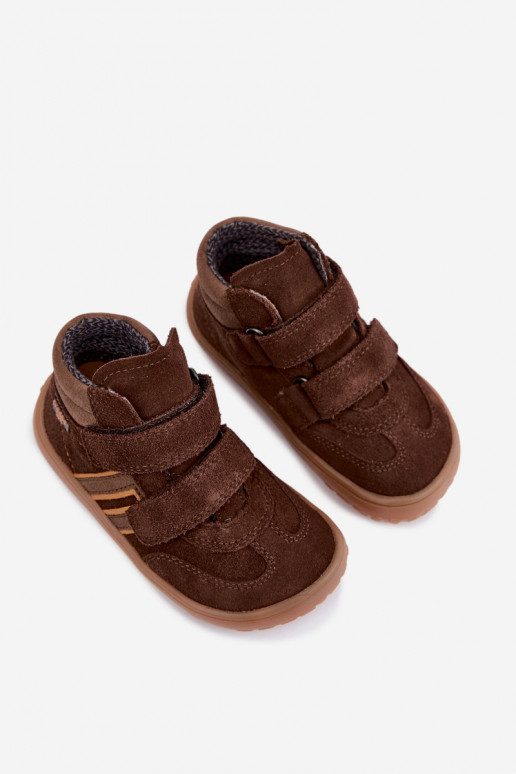 Kinder-Schuhe aus Kunstveloursleder Barefoot FRODDO G3110285-3 braun