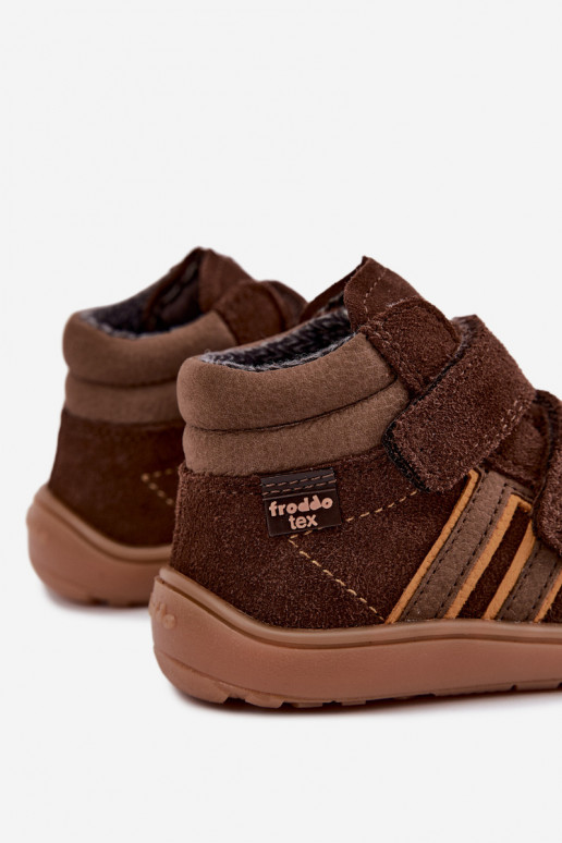 Kinder schoenen van faux suede Barefoot FRODDO G3110285-3 bruin
