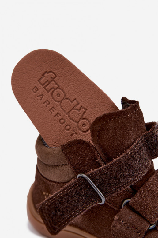 Kinder schoenen van faux suede Barefoot FRODDO G3110285-3 bruin