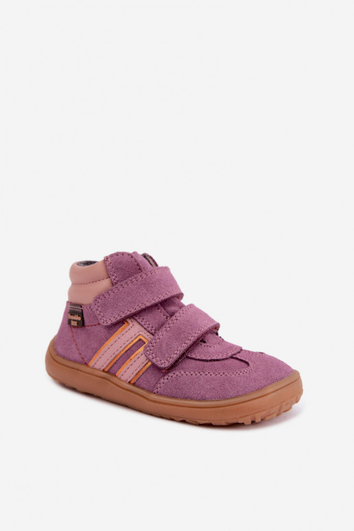 Kinder schoenen van faux suede Barefoot FRODDO G3110285-12 paars
