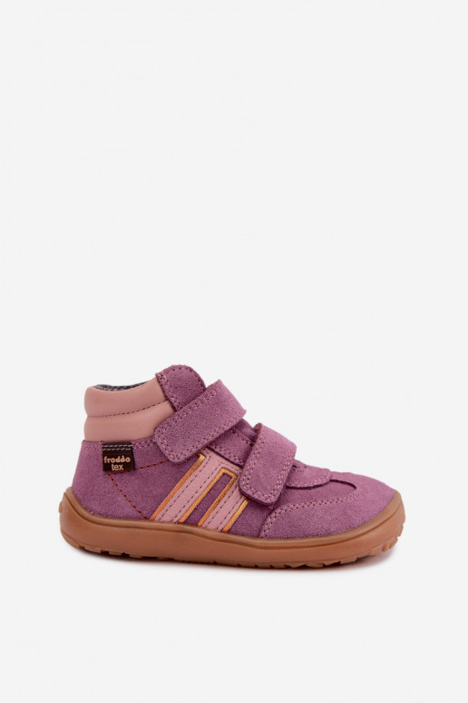 Kinder schoenen van faux suede Barefoot FRODDO G3110285-12 paars