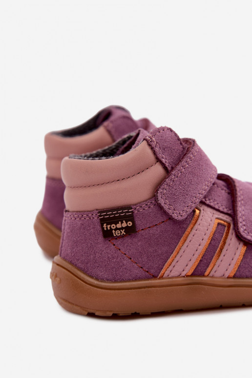 Chaussures pour enfants en daim synthétique Barefoot FRODDO G3110285-12 violet