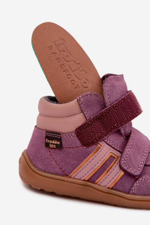 Kinder schoenen van faux suede Barefoot FRODDO G3110285-12 paars