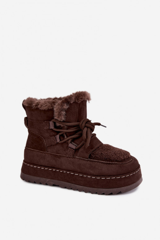 Bottes d'hiver à lacets avec plateforme chocolat Coraliah