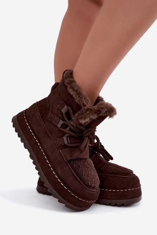 Bottes d'hiver à lacets avec plateforme chocolat Coraliah