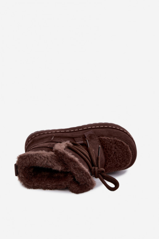 Schnürstiefel für den Winter mit Plattform in Schokolade Coraliah