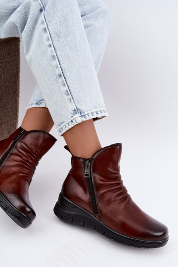 Bottines chaudes avec plateforme et volants Vinceza 133117 marron
