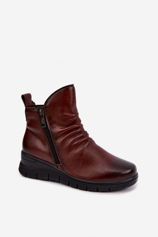 Warme enkellaarsjes met platform en rimpels Vinceza 133117 bruin