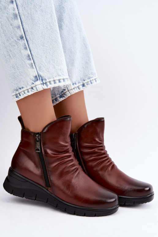 Wärmende Stiefeletten mit Plateau und Rüschen Vinceza 133117 braun