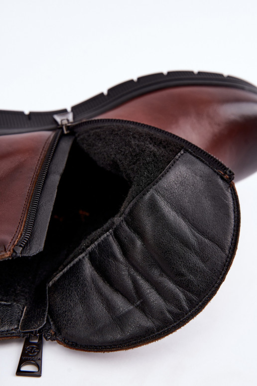 Warme enkellaarsjes met platform en rimpels Vinceza 133117 bruin