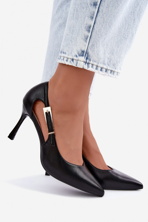 Escarpins avec découpes et boucles dorées Vinceza 62288 noires
