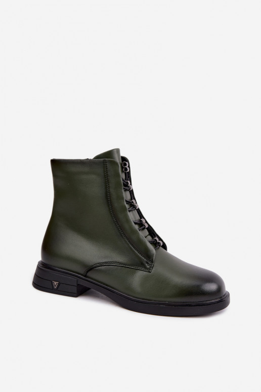 Bottines chaudes en cuir naturel Vinceza 133113 kaki