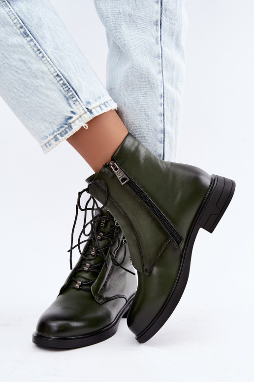 Bottines chaudes en cuir naturel Vinceza 133113 kaki