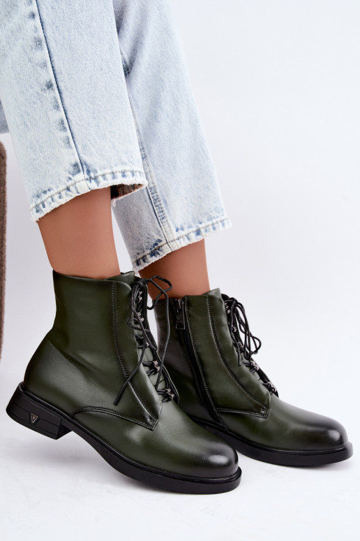 Bottines chaudes en cuir naturel Vinceza 133113 kaki