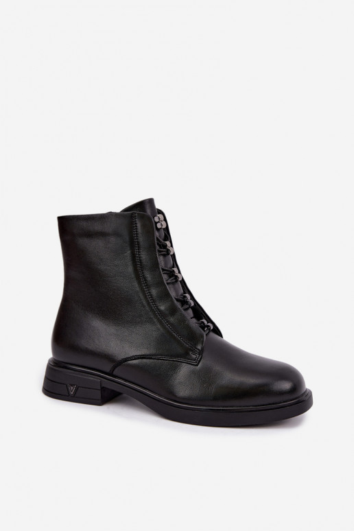 Wärmende Stiefeletten aus Leder Vinceza 133113 schwarz