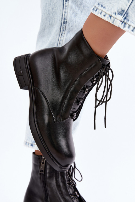 Wärmende Stiefeletten aus Leder Vinceza 133113 schwarz