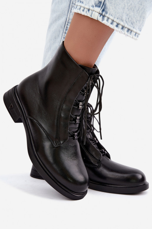 Wärmende Stiefeletten aus Leder Vinceza 133113 schwarz