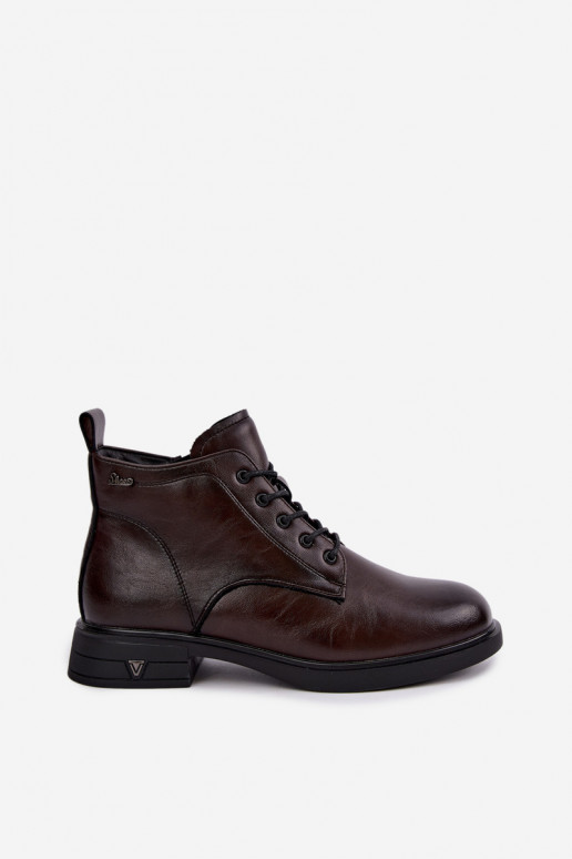 Bottines chaudes pour femmes à petit talon Vinceza 39953 chocolat