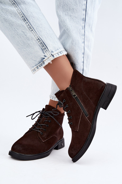 Chaussures en daim chaudes à petit talon Vinceza 39953 chocolat
