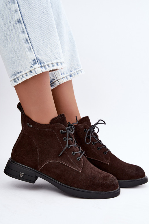 Chaussures en daim chaudes à petit talon Vinceza 39953 chocolat