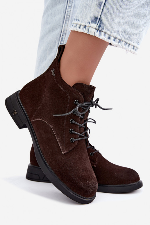 Chaussures en daim chaudes à petit talon Vinceza 39953 chocolat