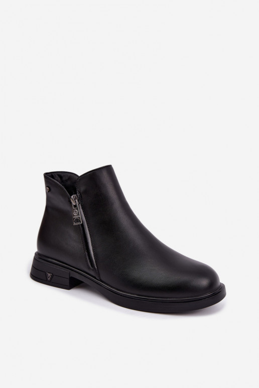 Bottines chaudes pour femmes en cuir naturel Vinceza 133112 noires